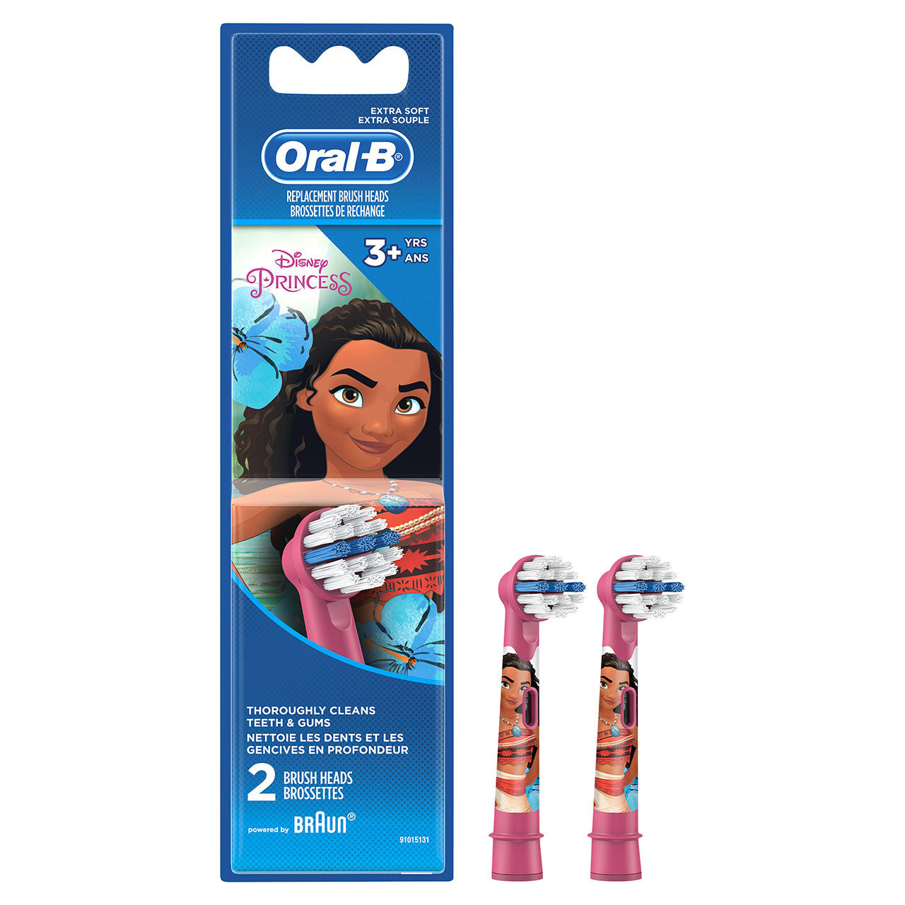 Oral-B Kids Disney Princess Moana Replacement Brush Heads 2Pk Extra Soft Age 3+