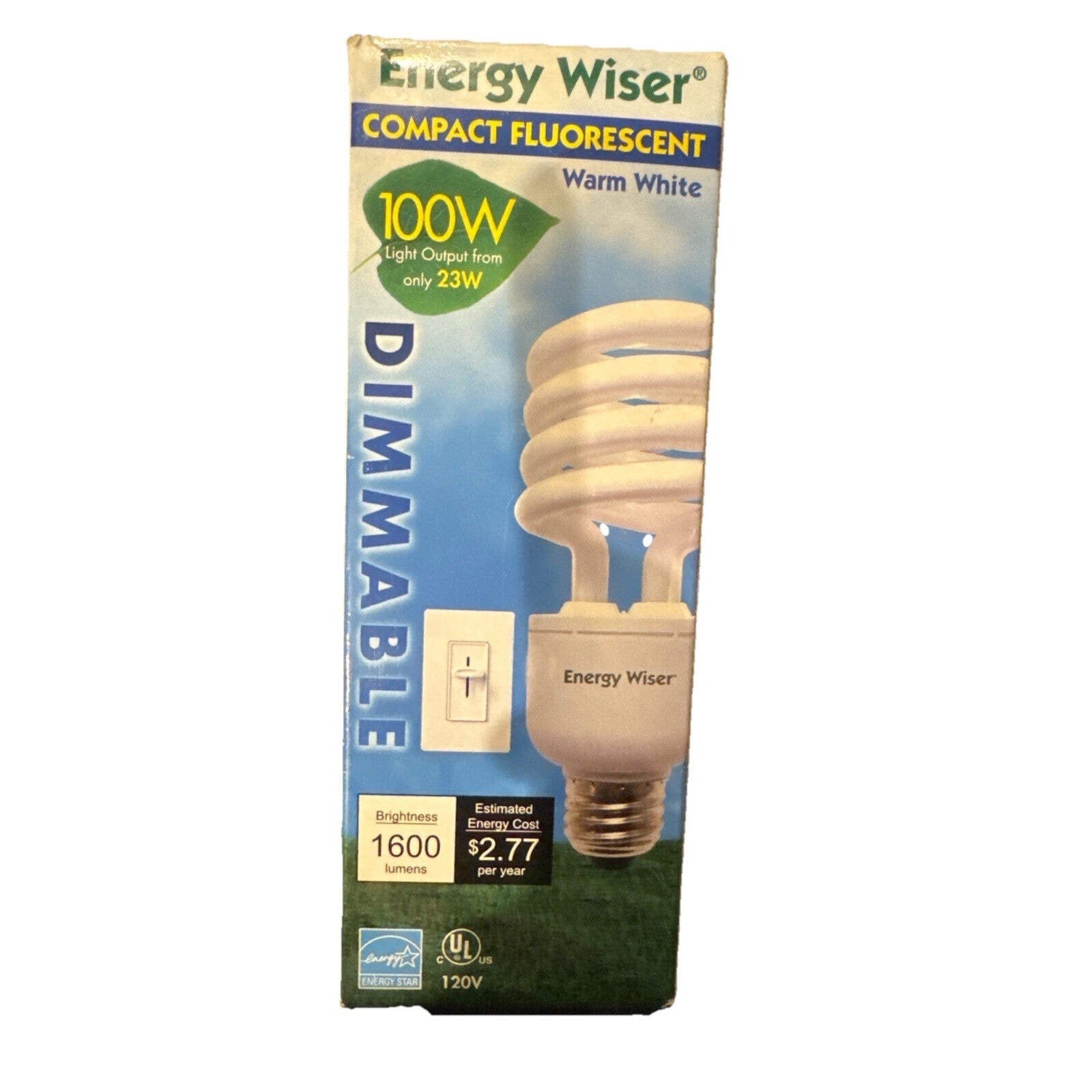 Energy Wiser 23W Dimmable CFL Bulb 100W Eq 1600lm Warm White Spiral E26