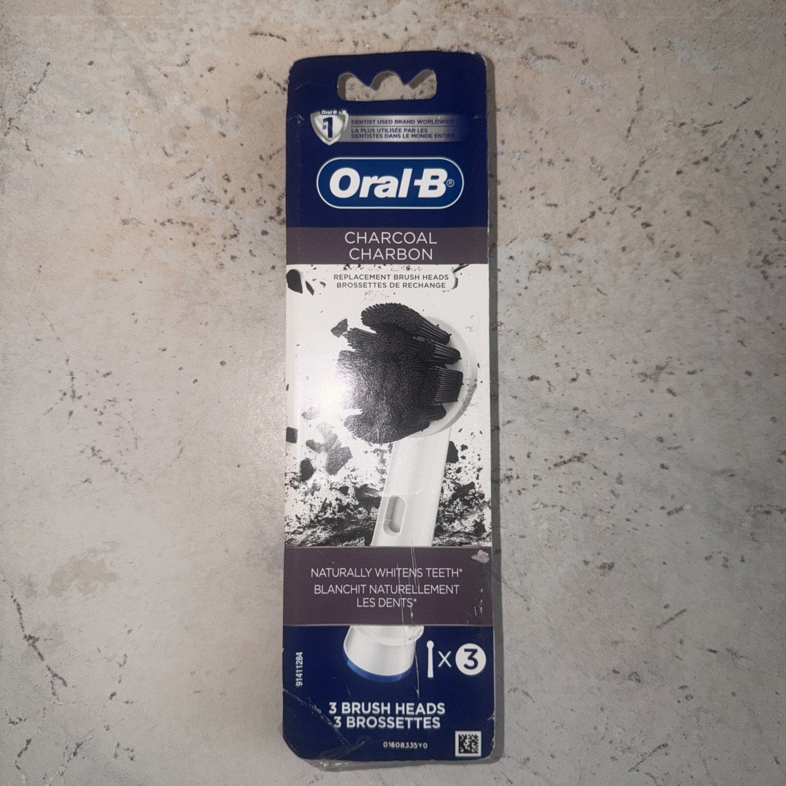 Oral-B Charcoal Infused Replacement Tooth Brush 3 Heads Whitening GENUINE NEW
