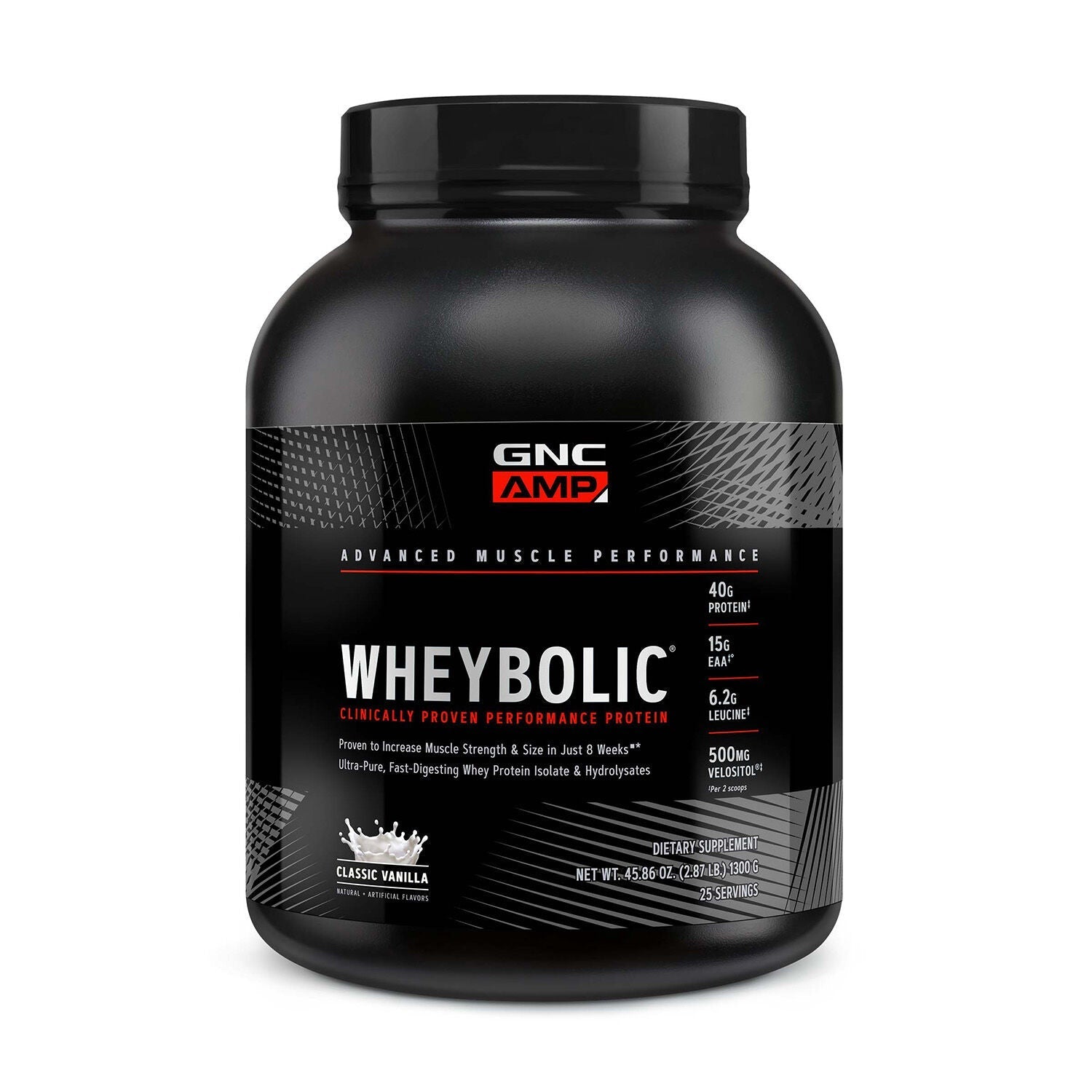 GNC AMP Wheybolic Protein Powder, Classic Vanilla, 3.78 Lb (Exp 1/2027)