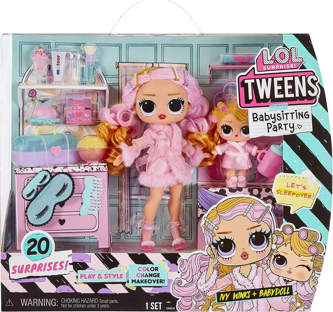 LOL Surprise! Tweens Babysitting Party, Ivy Winks & Babydoll, 20 Surprises (2-Pack)