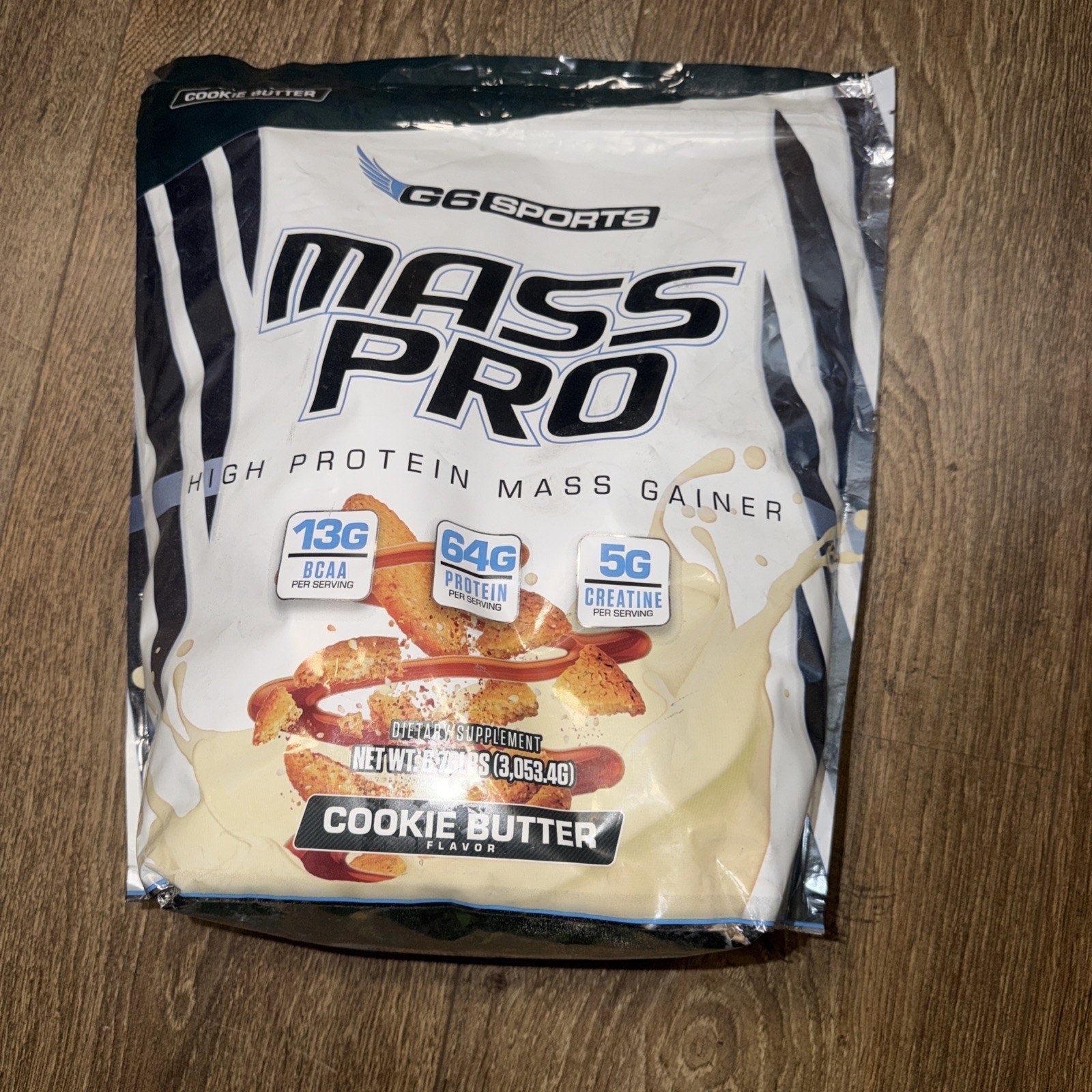 G6 Sports Mass Pro High Protein Mass Gainer — Cookie Butter, 14 Servings (Best By 10/2026)