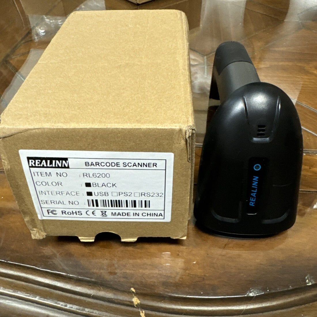 Realinn RL6200 Wireless Barcode Scanner 2D QR Code Scanner USB Rechargeable