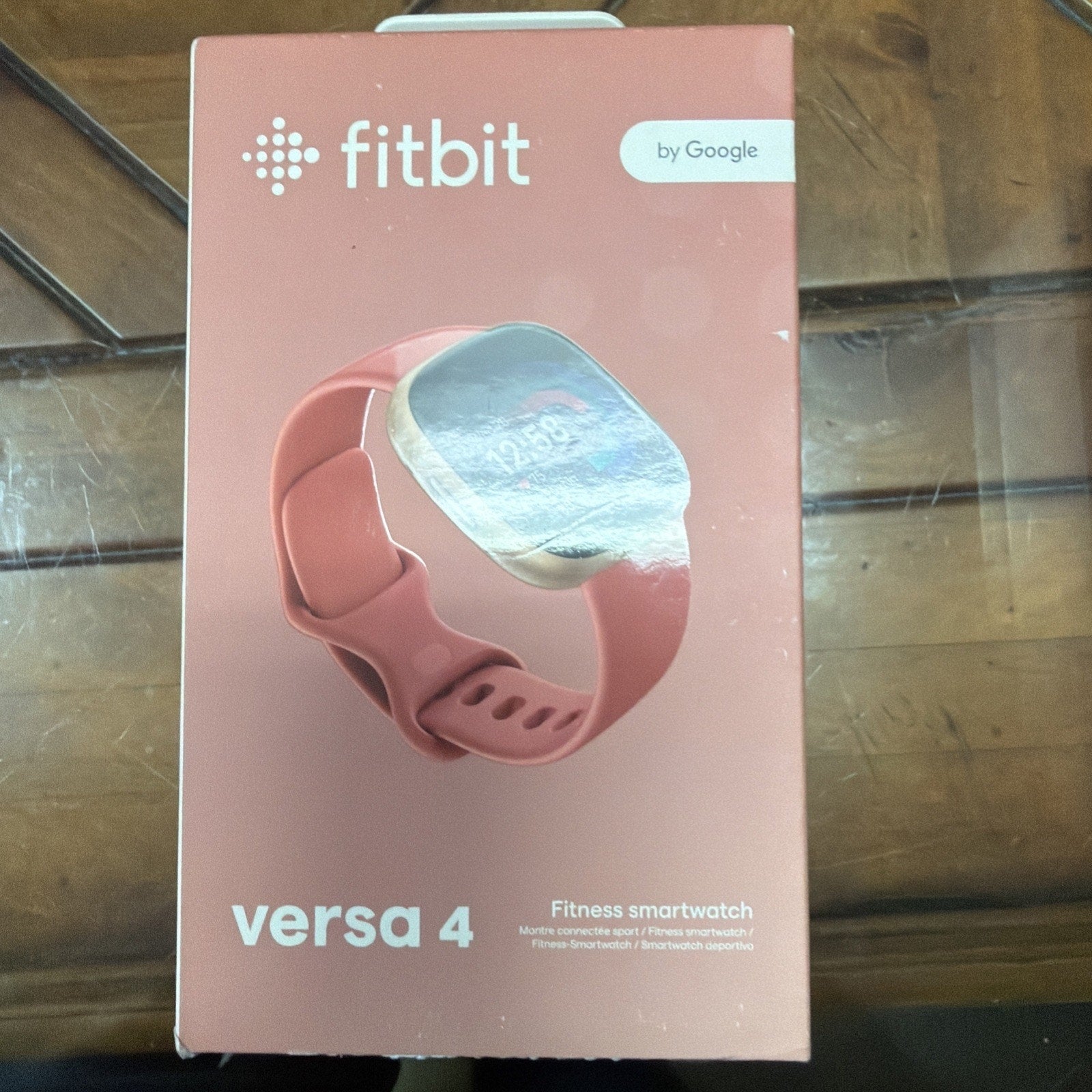 Fitbit Versa 4 Fitness Smartwatch, Copper Rose Aluminum Case, Pink Sand Band