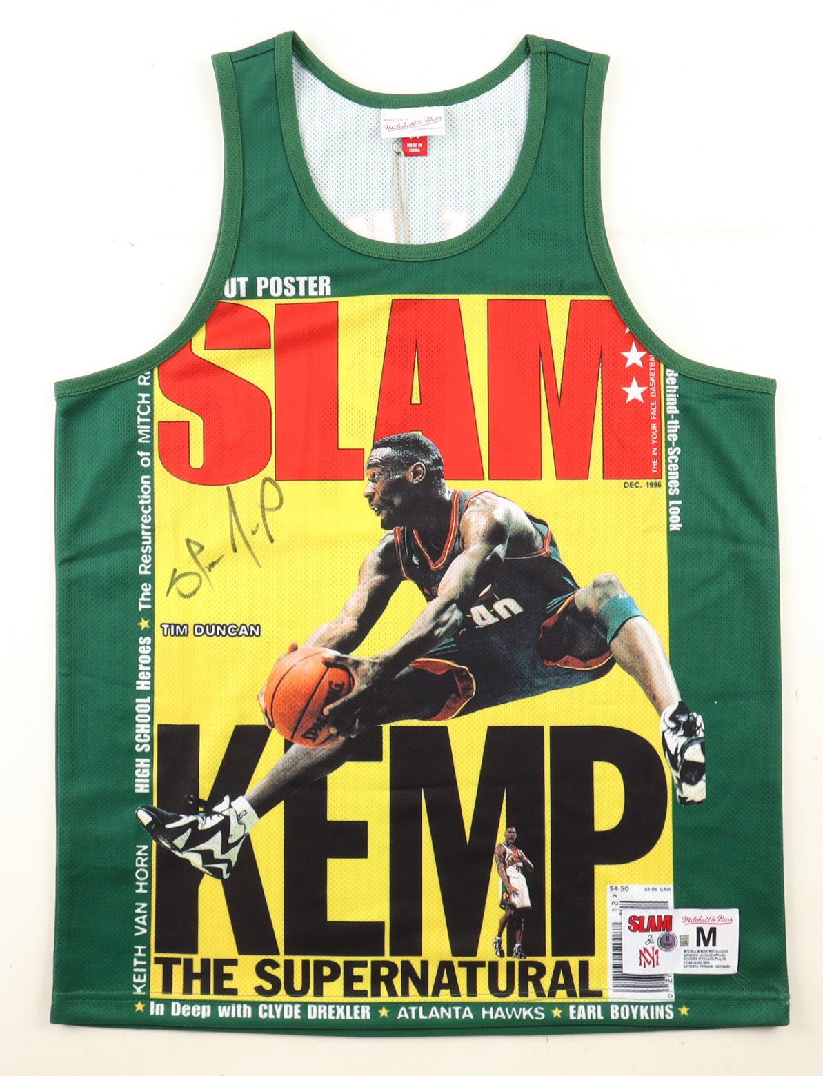 Shawn Kemp Signed SuperSonics Mitchell & Ness Authentic Jersey (Beckett) Beckett Witnessed