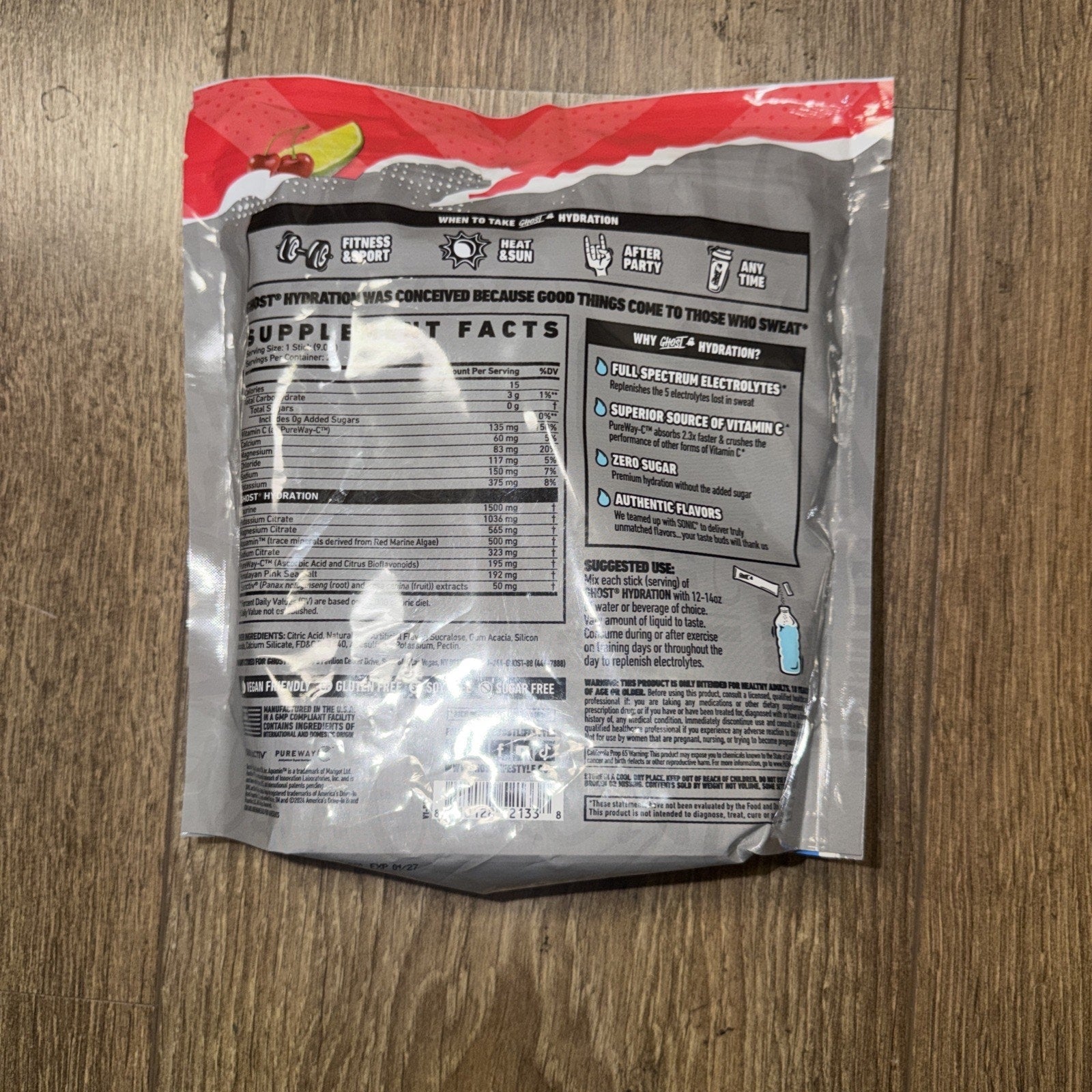 Ghost Hydration Sticks — Cherry Limeade, 216g (Best By 1/2027)