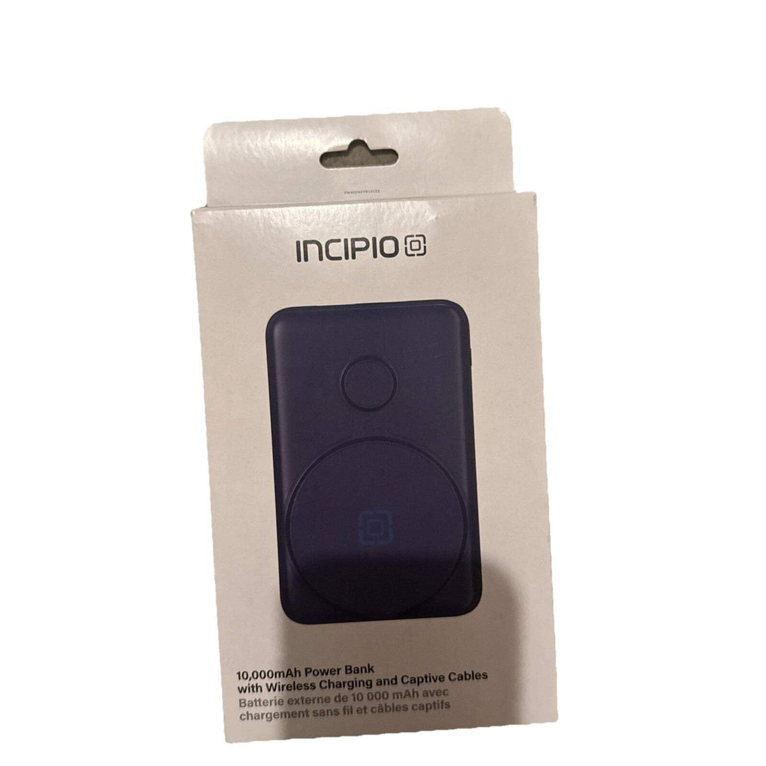 Incipio 10000mAh Power Bank Wireless Charging Integrated Cables USB-C Blue
