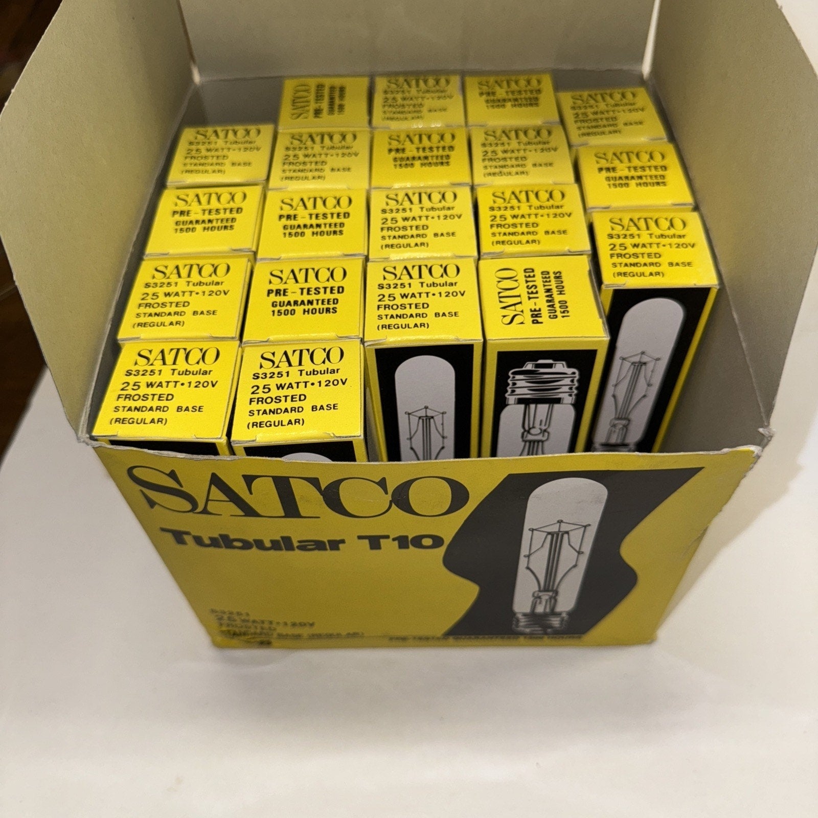 Satco S3251 25W 120V Frosted Tubular Standard Base Bulbs, 20 Count