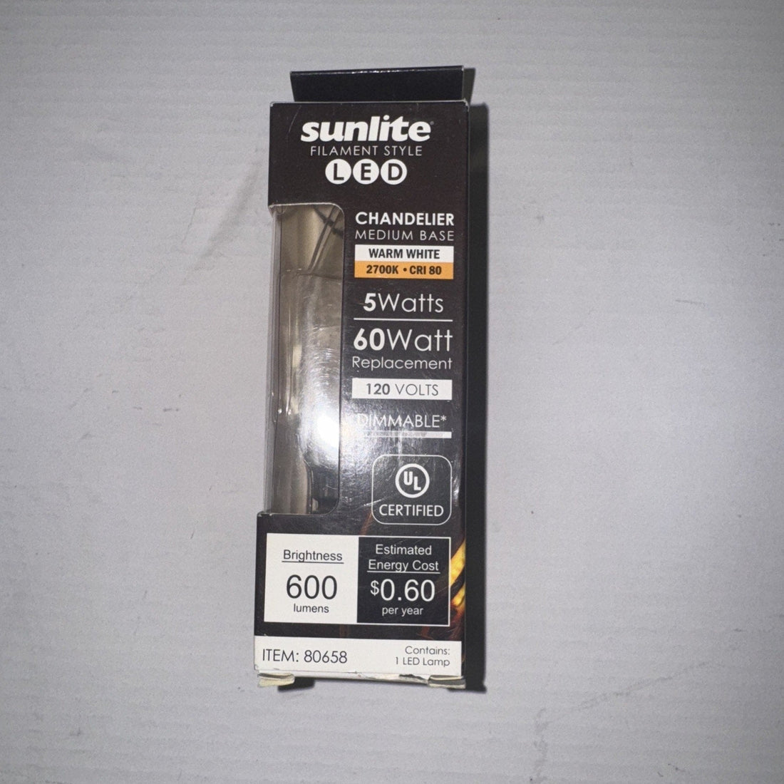 Sunlite Chandelier 5 Watt 120v Item Num.80658 LED 600 Lumens Bulb