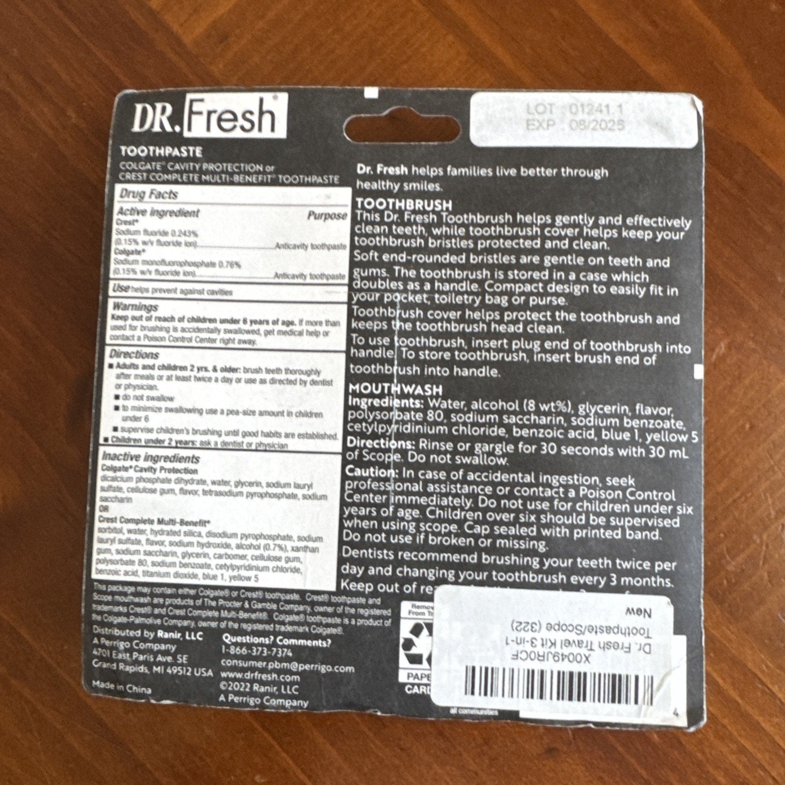 Dr. Fresh Travel Kit 3-in-1 Toothpaste/Scope, 1-Pack Exp 08/26