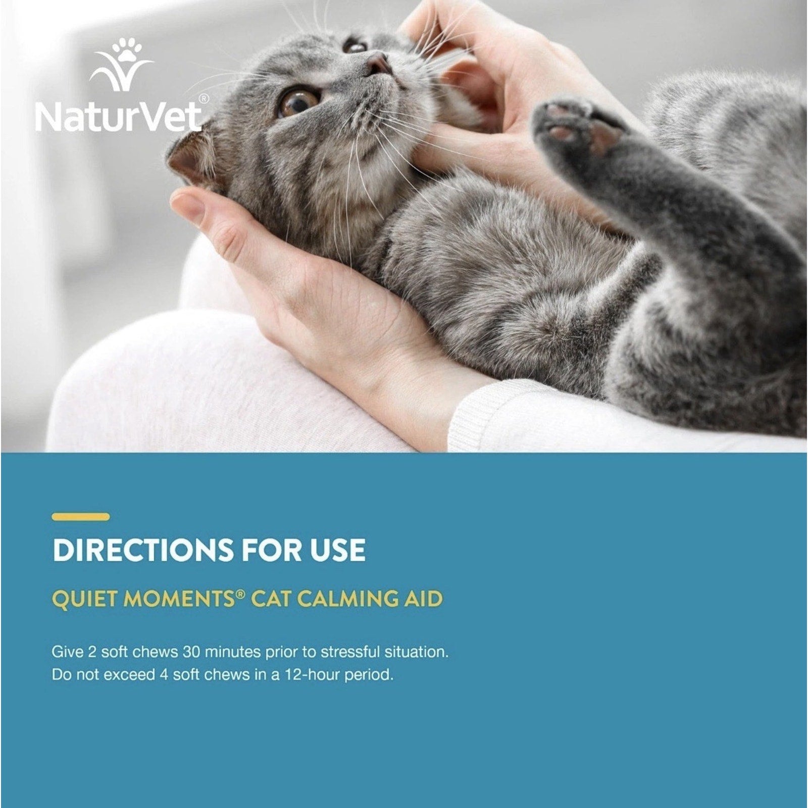 6X NaturVet Quiet Moments Calming Aid + Melatonin Soft Chews for Cats 60ct