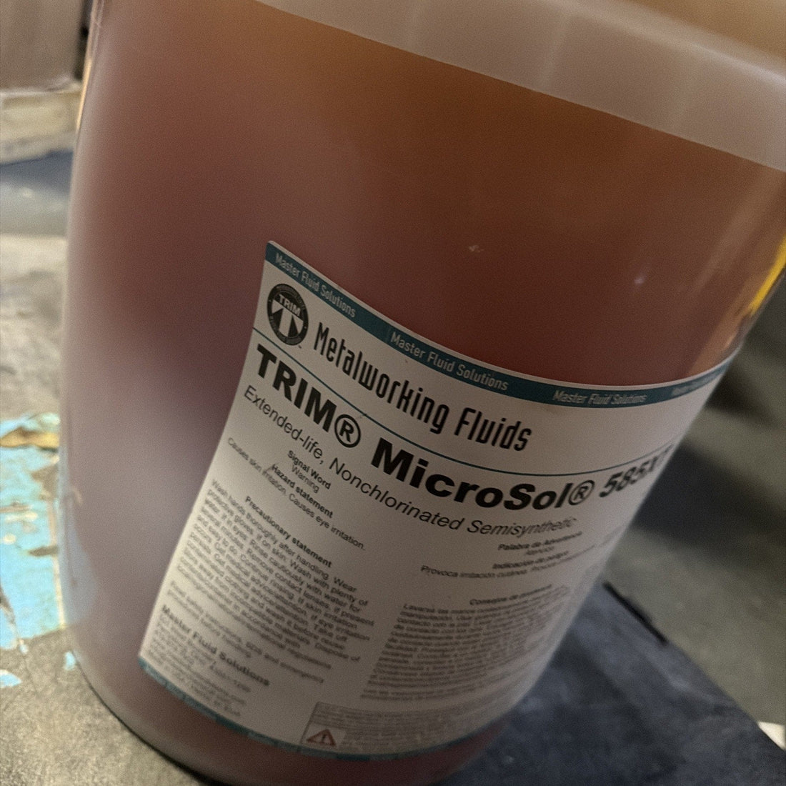 TRIM MicroSol 585XT Cutting Fluid 5 Gallon Semi Synthetic CNC Coolant. Sealed
