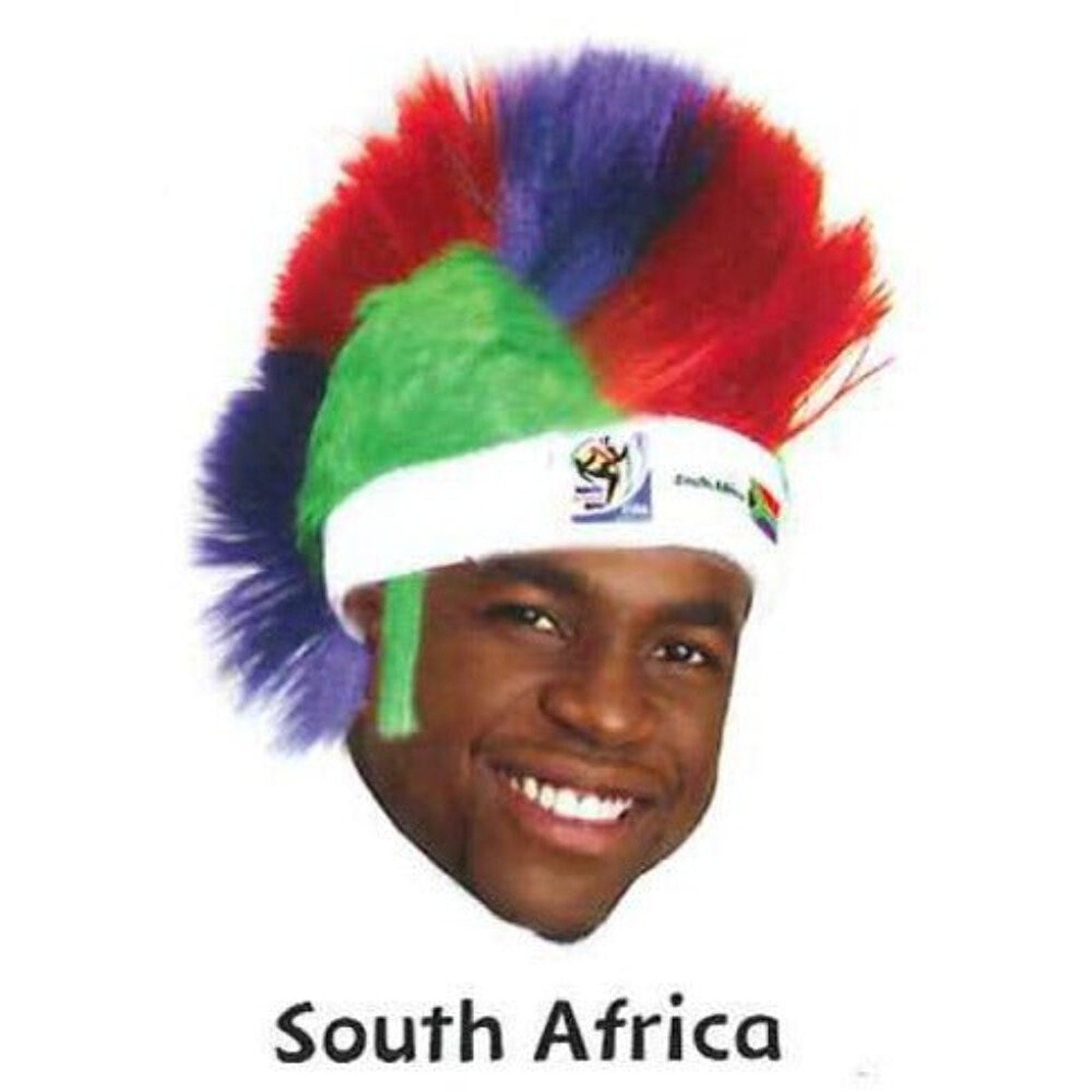 South Africa World Cup Soccer Mohawk Wig 25-Count Case Pack – Official FIFA Licensed Retro Fan Gear