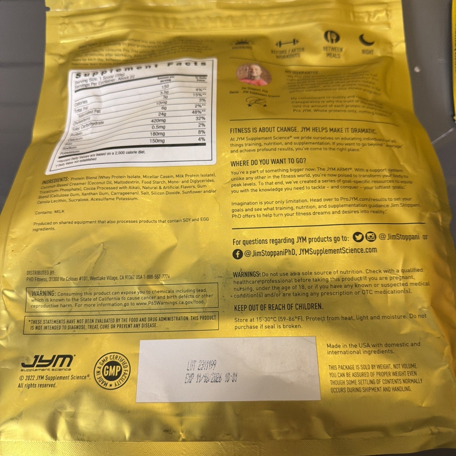 PRO JYM 22 Servings - Ultra Premium Protein Blend , Chocolate Mousse 1.9 lbs.