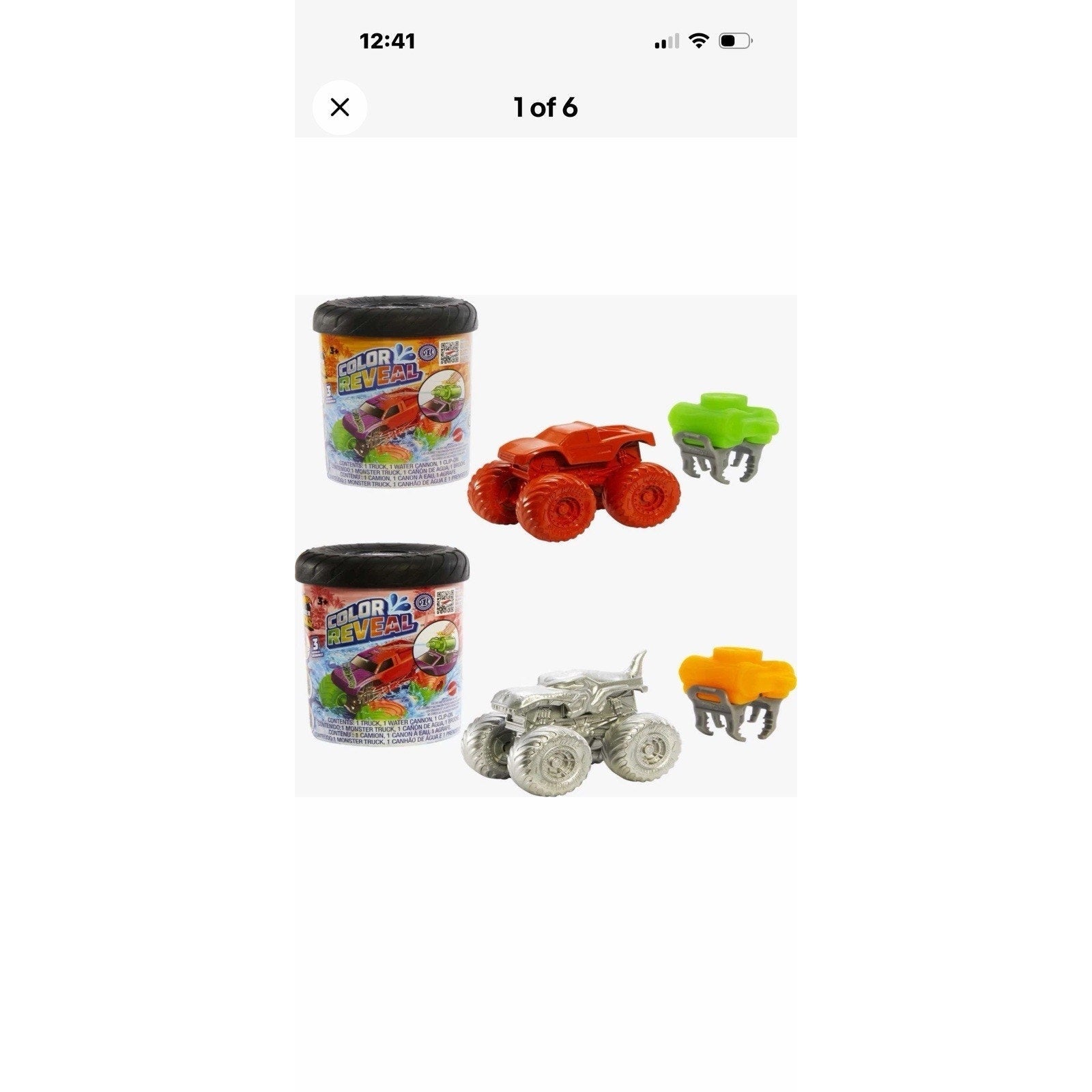 Hot Wheels Monster Trucks Color Reveal 2-Pack Clip-On Water Tank 2 Toy Trucks