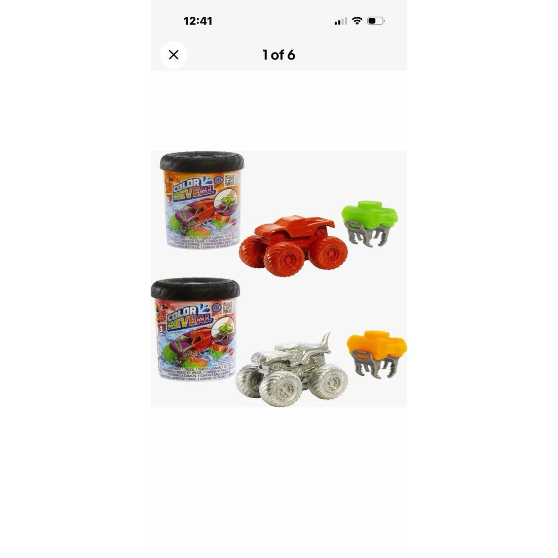 Hot Wheels Monster Trucks Color Reveal 2-Pack Clip-On Water Tank 2 Toy Trucks