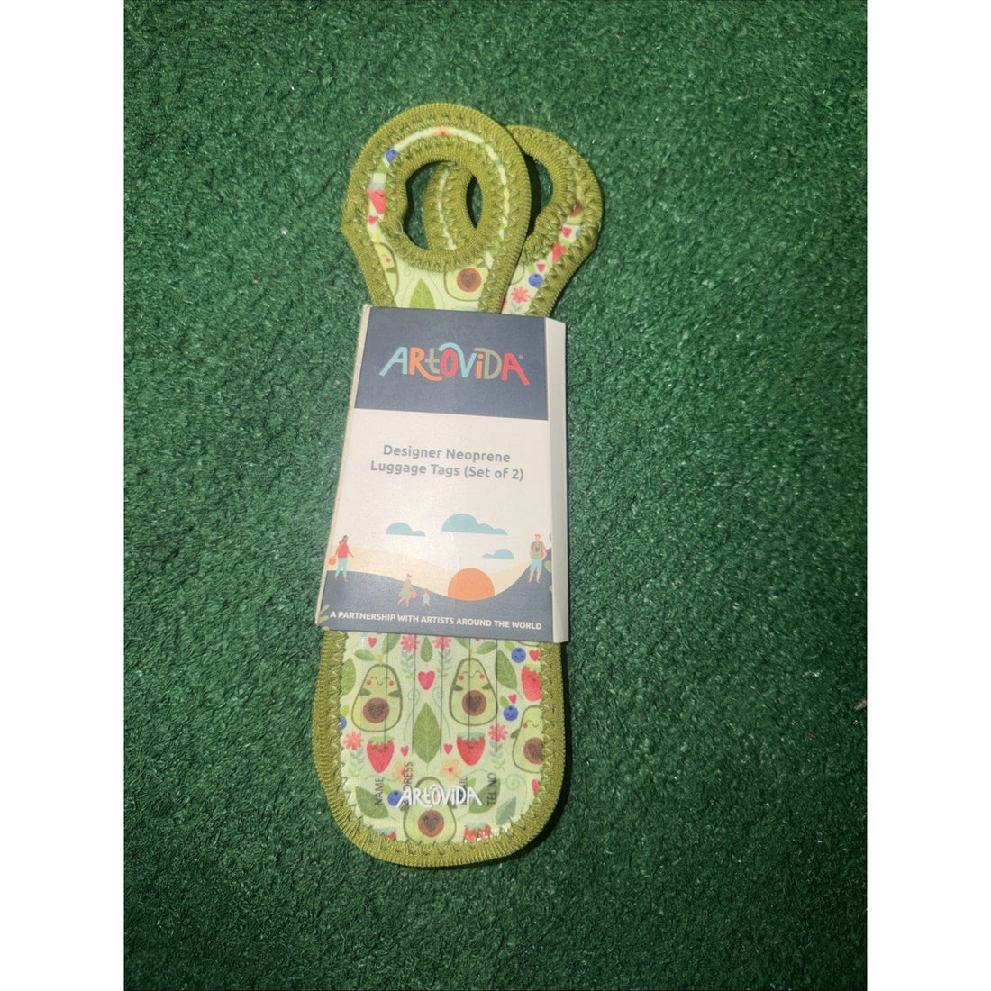 ArtOvida Fredriksson Avocado Designer Neoprene Luggage Tags, Set of 2 (New)