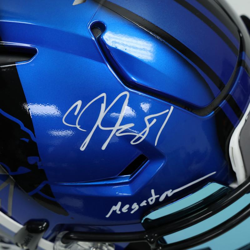 Calvin Johnson Signed Lions Full-Size Authentic On-Field Custom Painted Speedflex Helmet Inscribed "Megatron" (Schwartz)