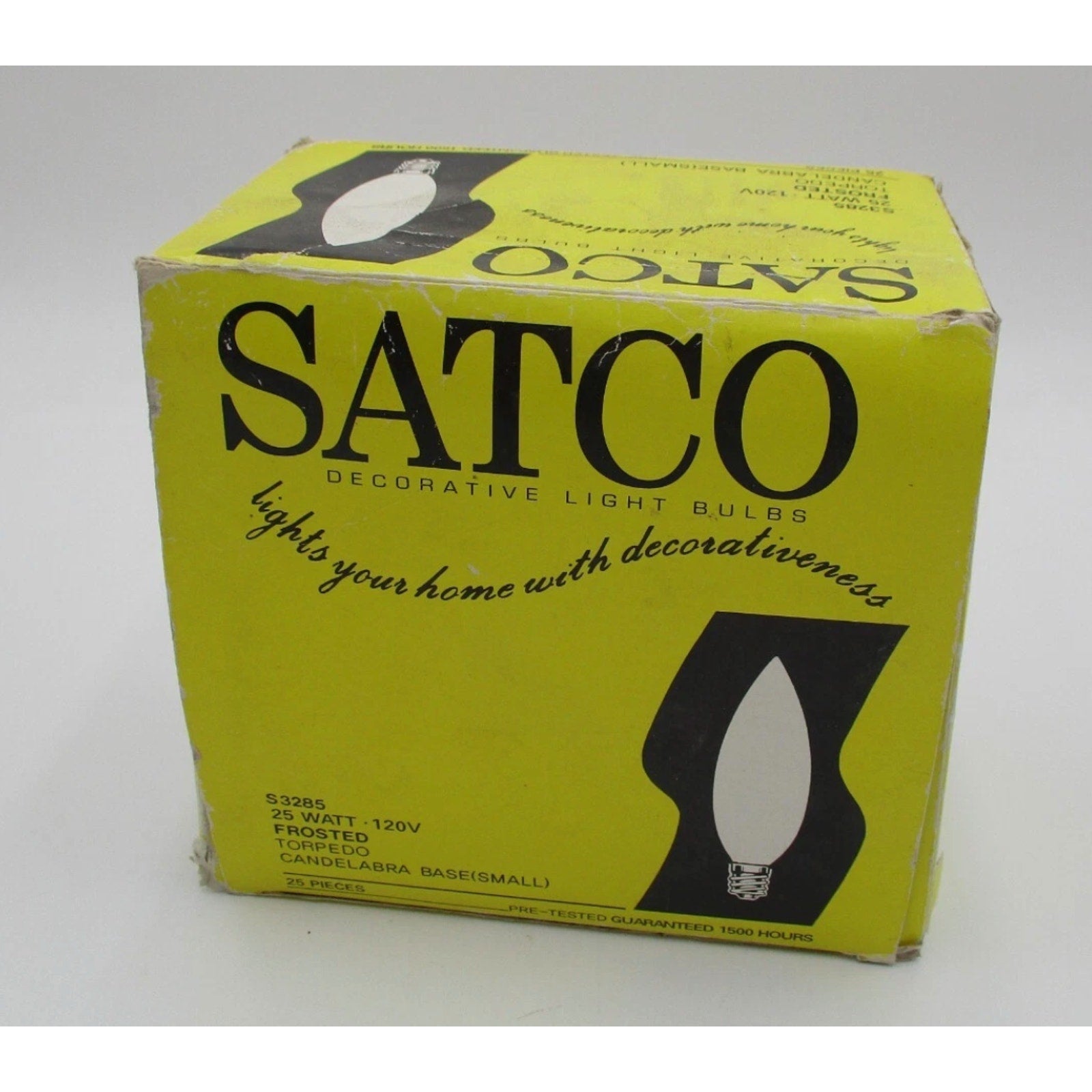 Satco S3285 25W Frosted Torpedo Candelabra Base Bulbs, 25 Count