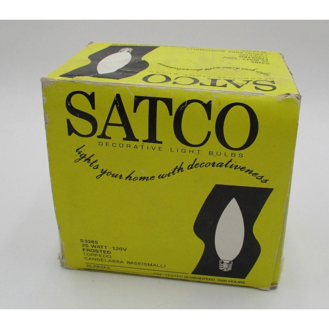 Satco S3285 25W Frosted Torpedo Candelabra Base Bulbs, 25 Count