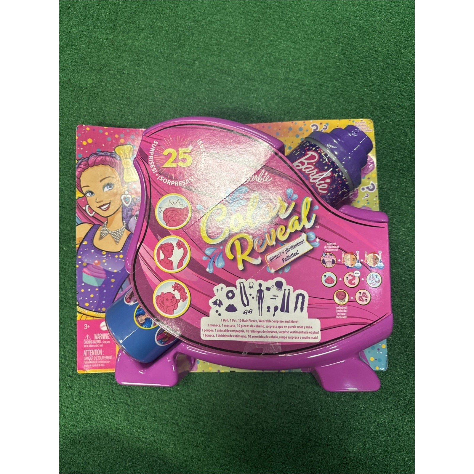 Barbie Color Reveal Glitter! Hair Swaps Doll, Glittery Pink with 25 Surprises