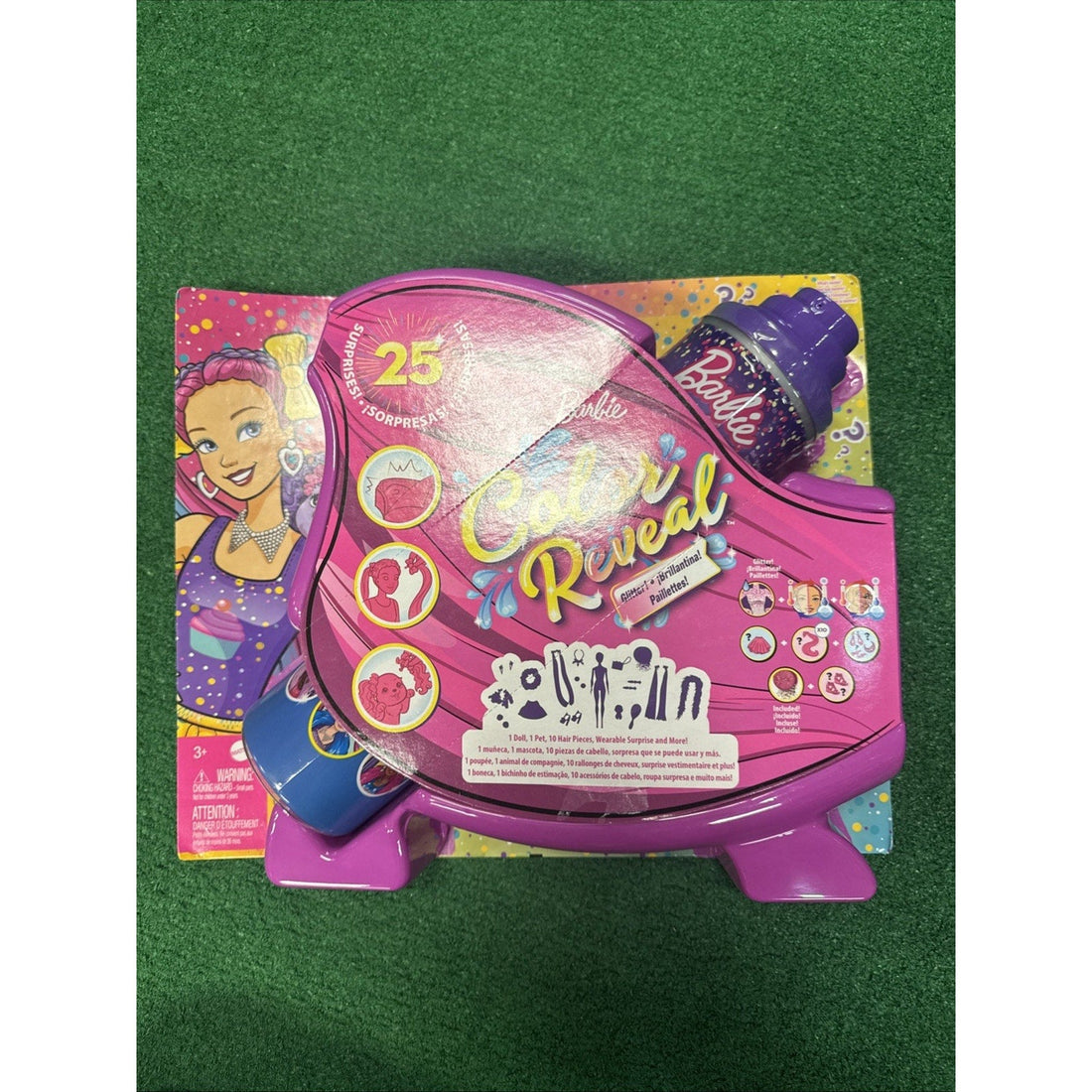 Barbie Color Reveal Glitter! Hair Swaps Doll, Glittery Pink with 25 Surprises