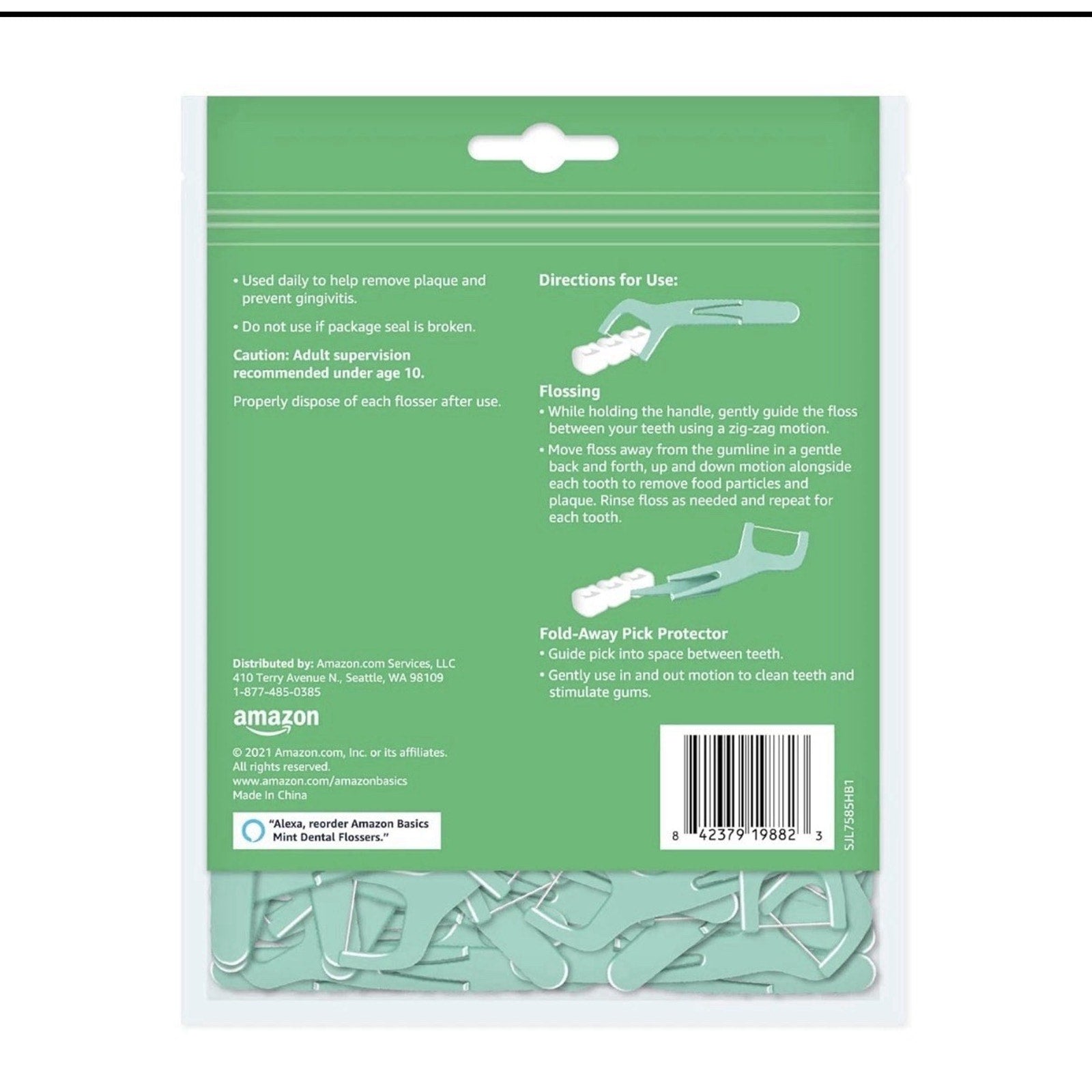 Amazon Basics Mint Dental Flossers, 90 Count (Pack of 6)