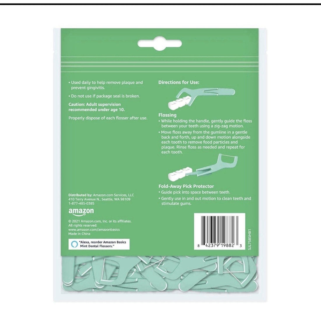 Amazon Basics Mint Dental Flossers, 90 Count (Pack of 6)