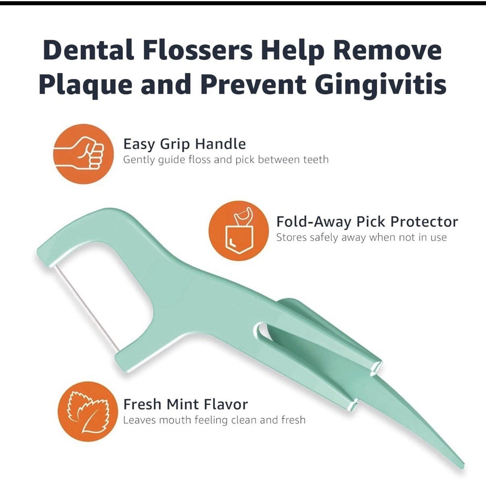 Amazon Basics Mint Dental Flossers, 90 Count (Pack of 6)