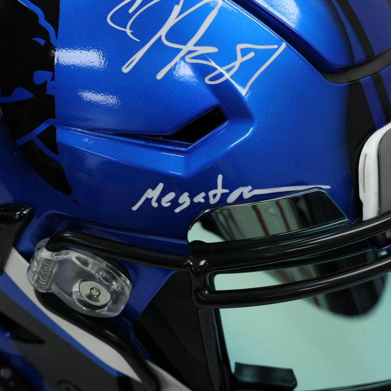 Calvin Johnson Signed Lions Full-Size Authentic On-Field Custom Painted Speedflex Helmet Inscribed "Megatron" (Schwartz)