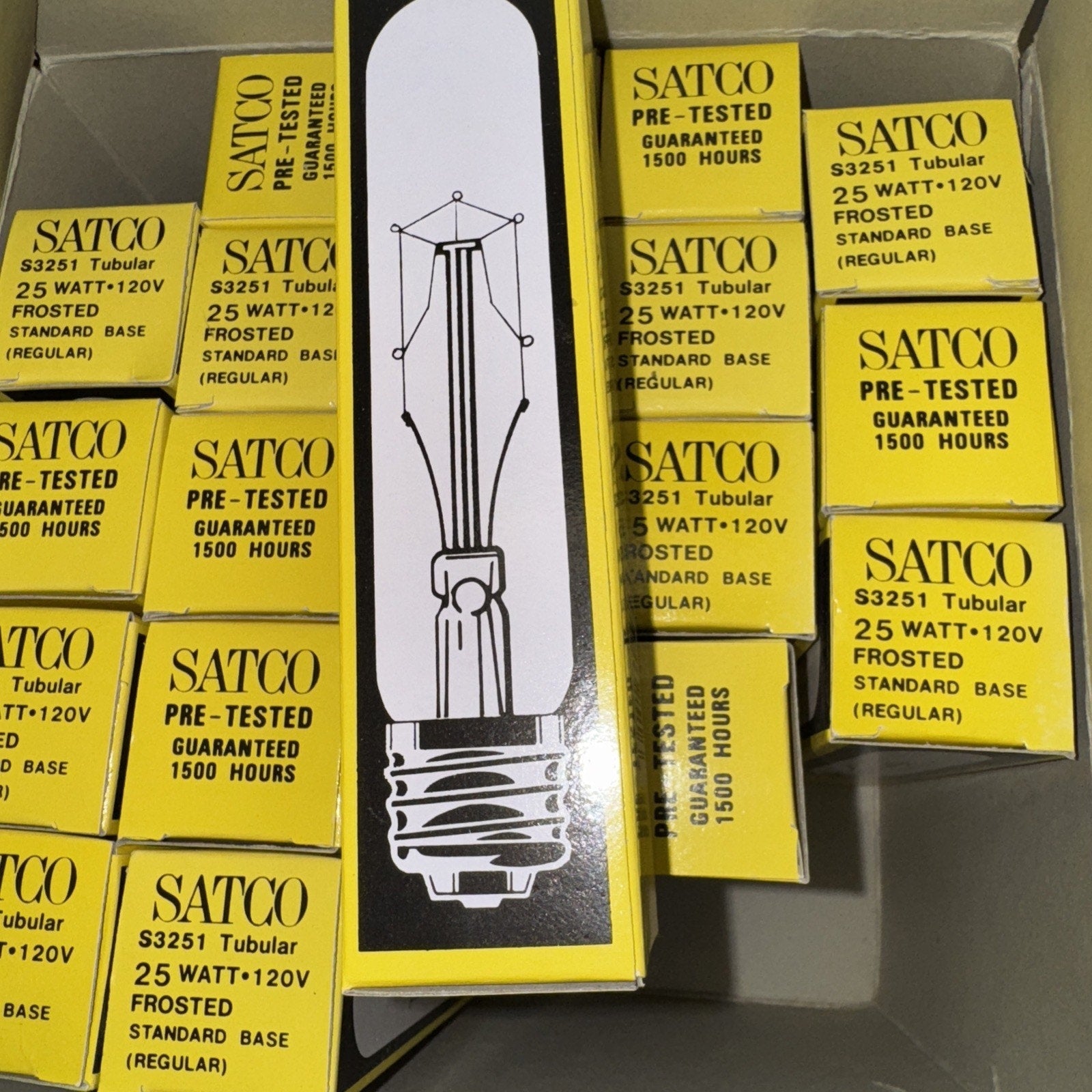 Satco S3251 25W 120V Frosted Tubular Standard Base Bulbs, 20 Count