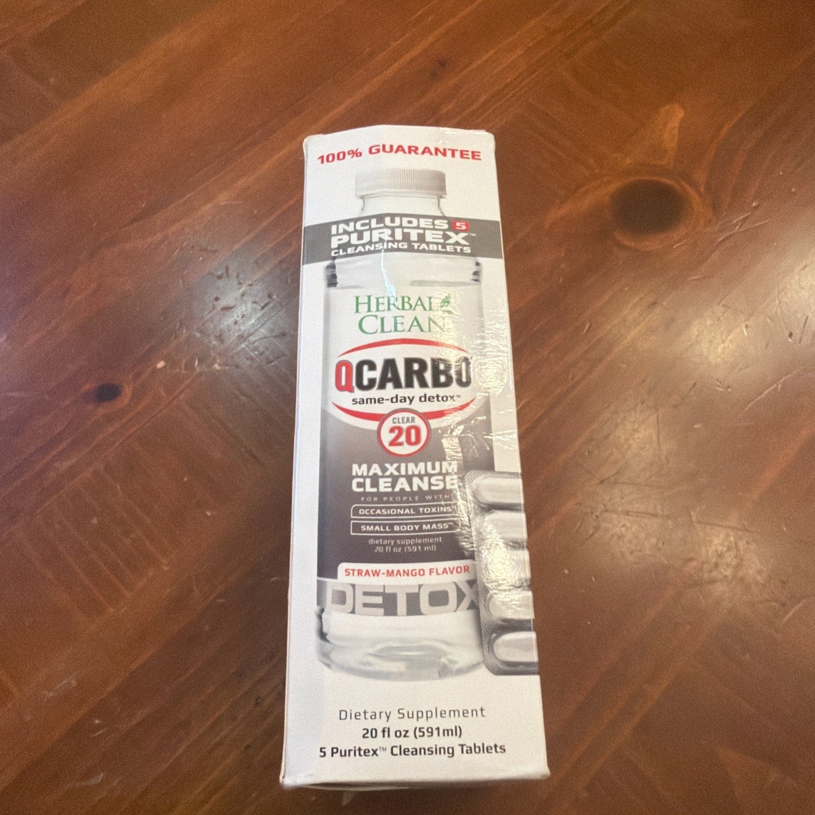 Herbal Clean QCarbo Clear 20 Detox - straw-mango - 20oz Sealed