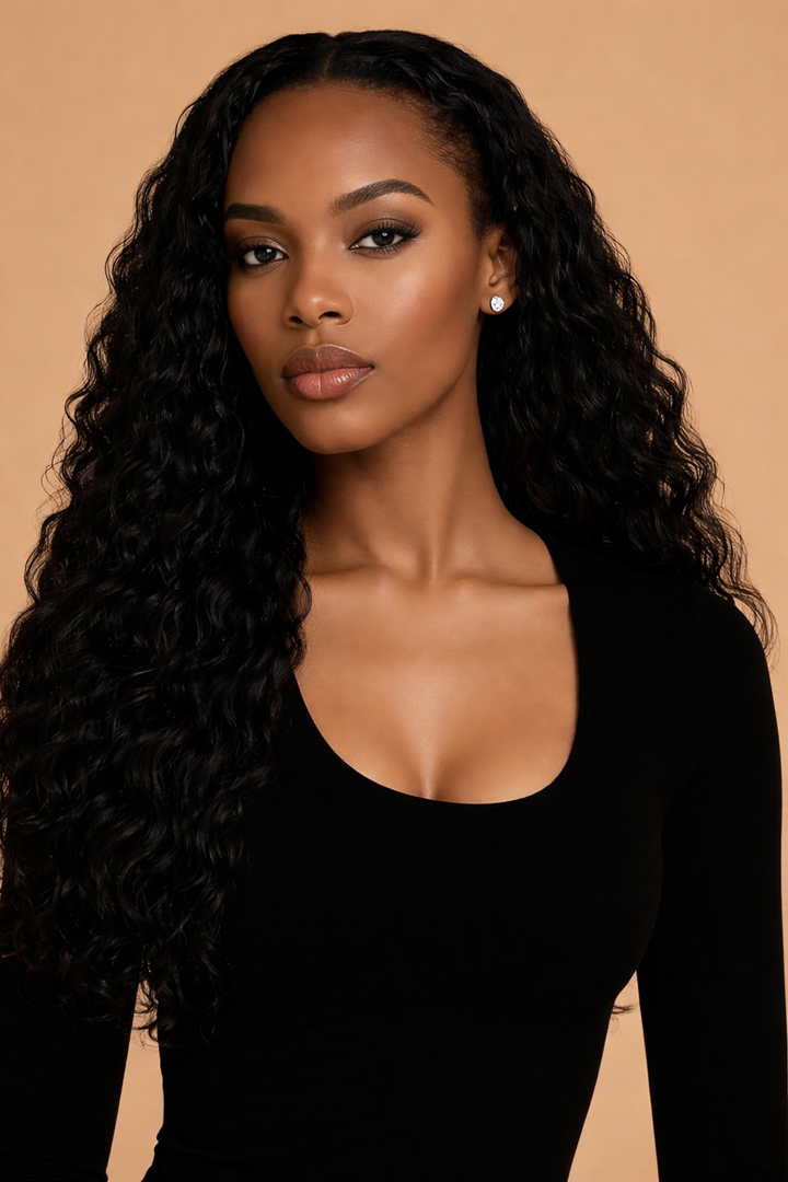 Deep Wave 13x4 Transparent Lace Front Human Hair Wig 18"/ 180%