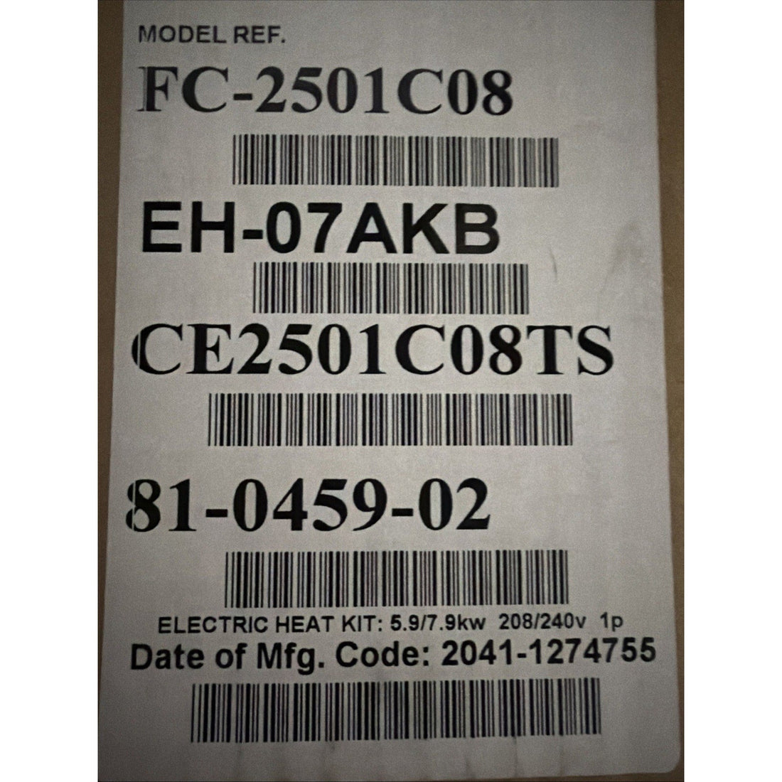 Carrier FC-2501C08 5kW 208/240V Electric Heat Kit HVAC Air Handler