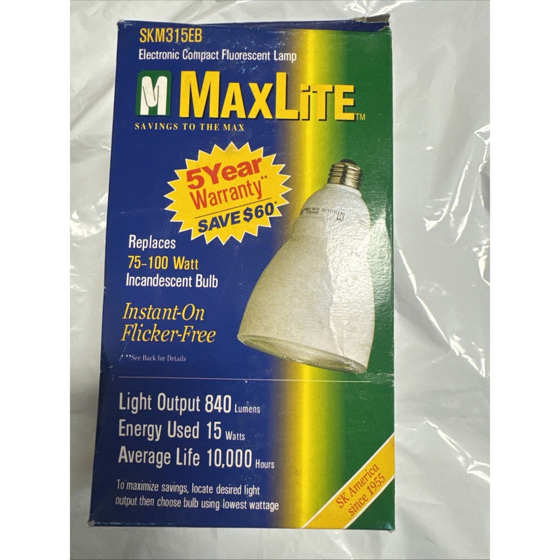 MaxLite SKM315EB 15W CFL Bulb 840 Lumens Instant On Replaces 75–100W