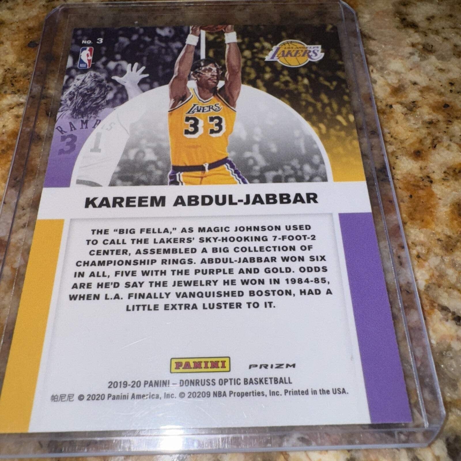 2019-20 Panini Donruss Optic Winner Stays #3 Kareem Abdul-Jabbar Prizm Lakers