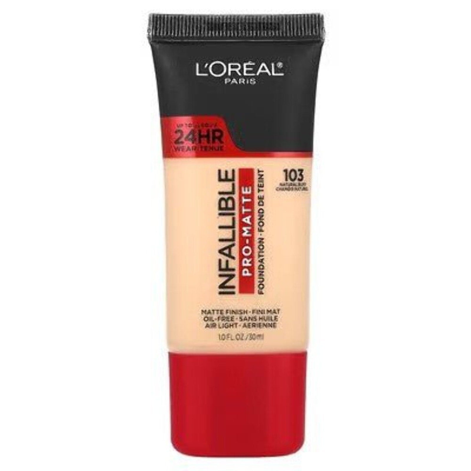 L'Oreal Paris Infallible Pro-Matte Liquid Foundation Makeup, 103 Natural Buff, 1 fl oz
