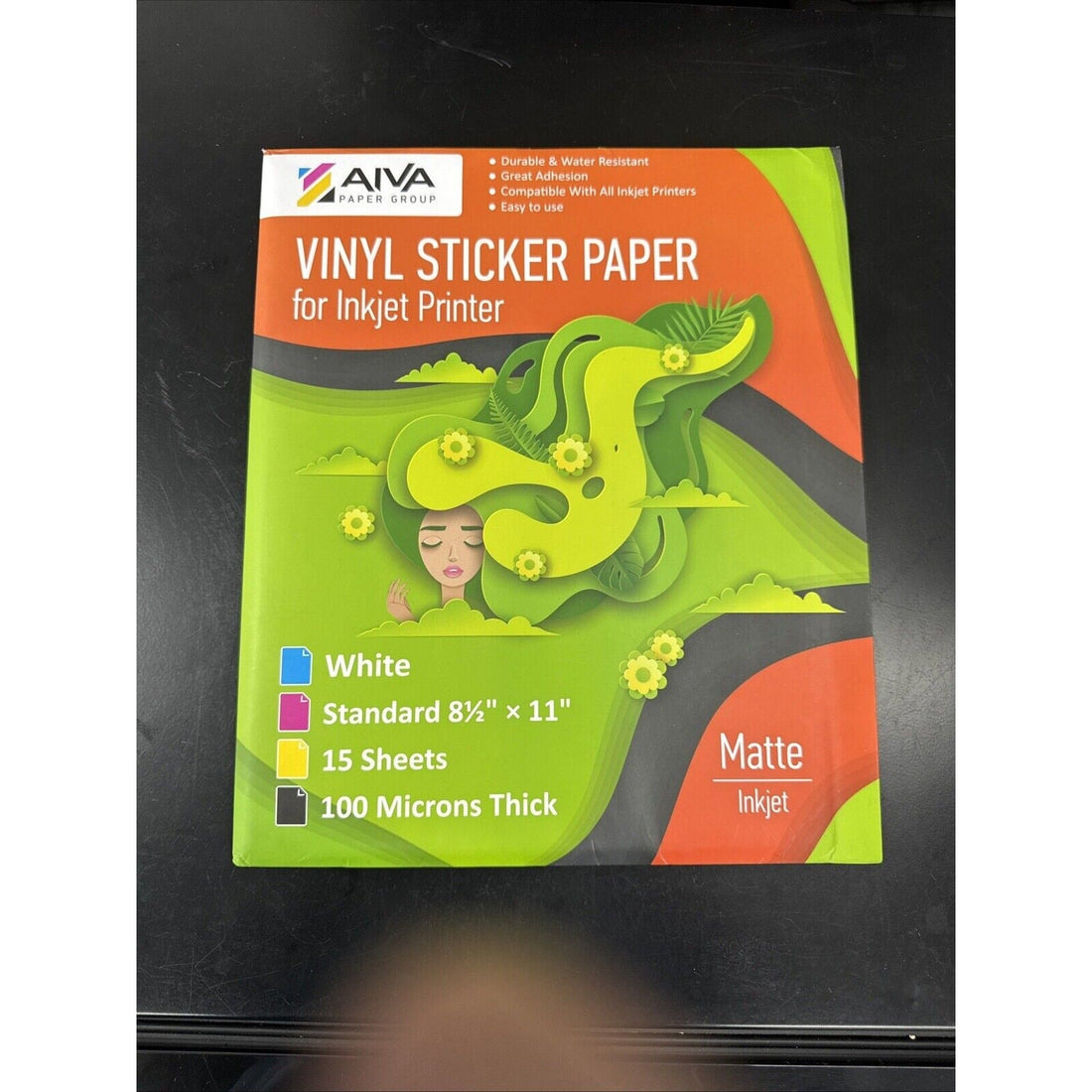Printable Vinyl Sticker Paper for Inkjet, Matte White, 15 Self-Adhesive Sheets