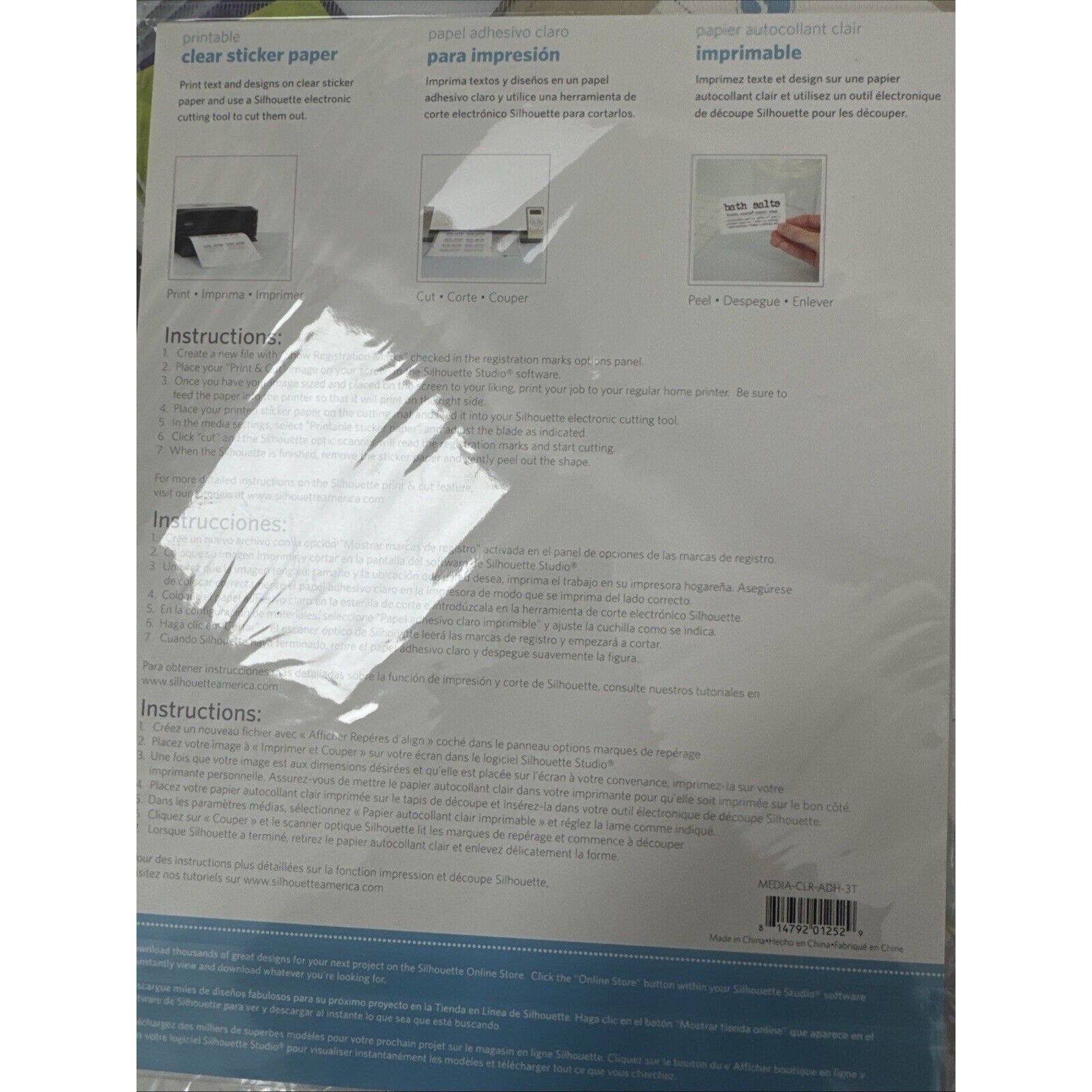 Silhouette Printable Clear Sticker Paper, 8.5 x 11, 8 Sheets