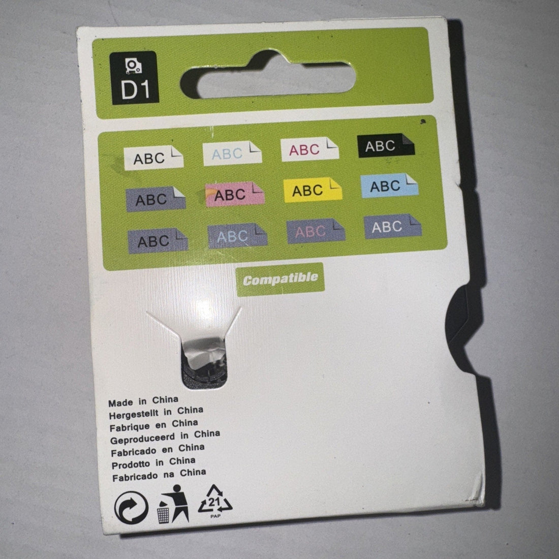 Dymo 45013 D1 Label Tape Cassette, Black on White, 0.5" x 23 ft