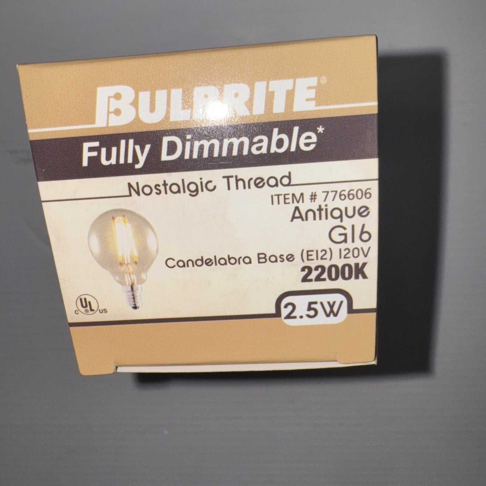 LED G16 Globe Filament Nostalgic - Candelabra Base - 3W - 120V - BULBRITE-776606