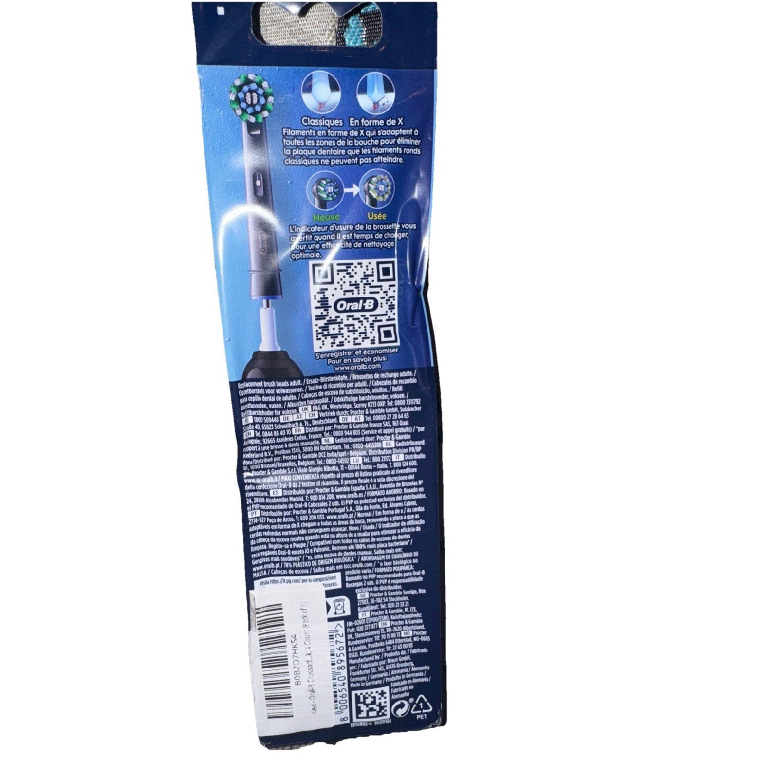Oral-B Cross Action Clean Maximizer Replacement Toothbrush Heads, White (4 Count)