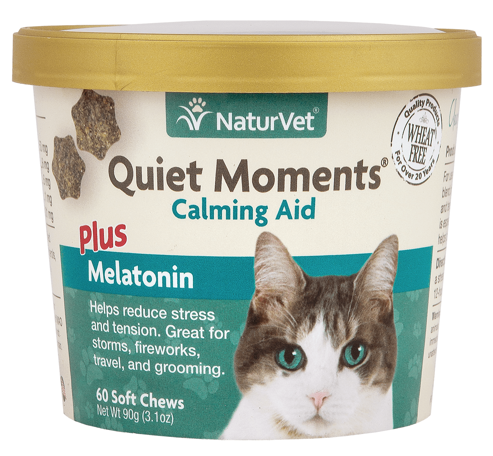 6X NaturVet Quiet Moments Calming Aid + Melatonin Soft Chews for Cats 60ct