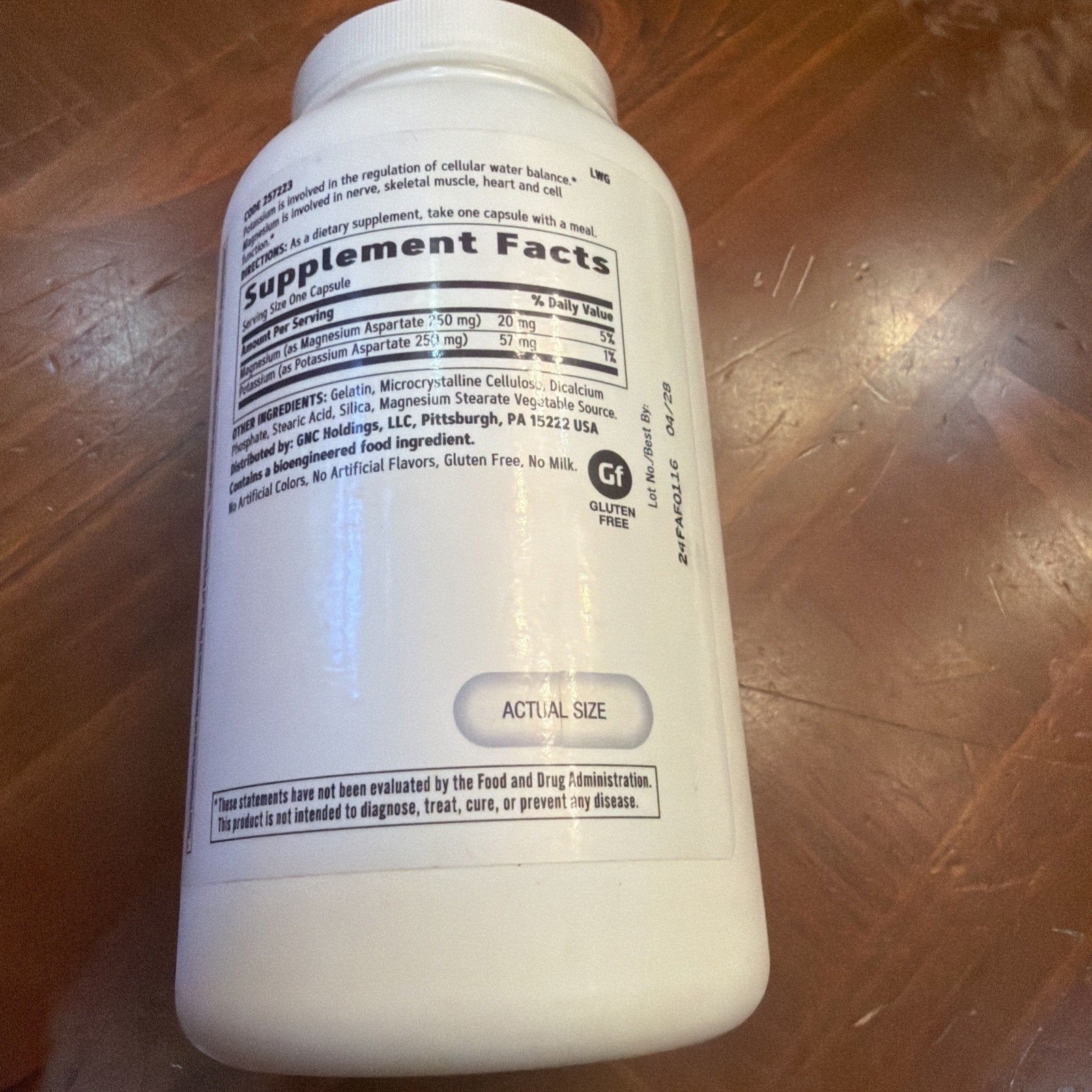 GNC Potassium and Magnesium Aspartate 250mg Supplement, 240 Count BB 4/28
