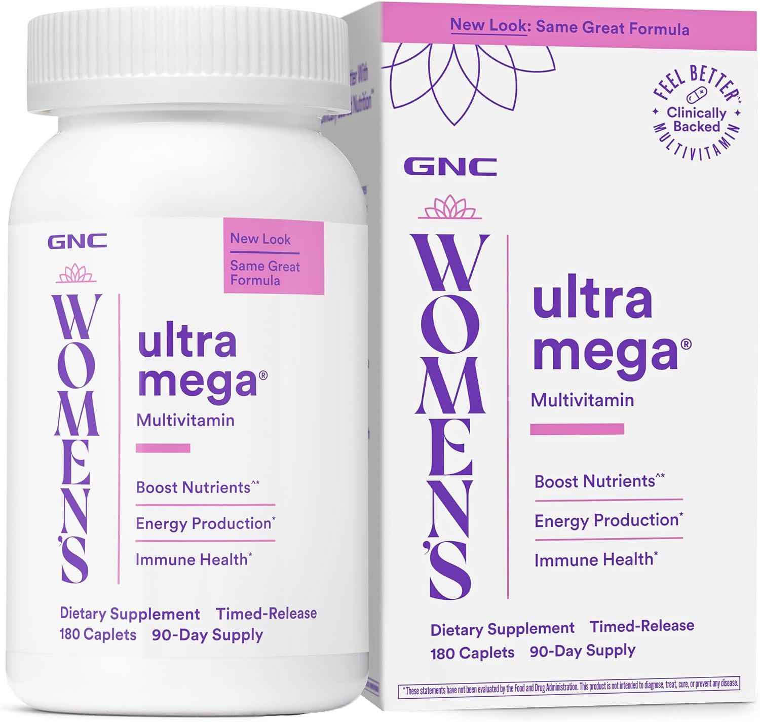 GNC Women's Ultra Mega Multivitamin Caplets, 180 Count (Best By 11/2026)