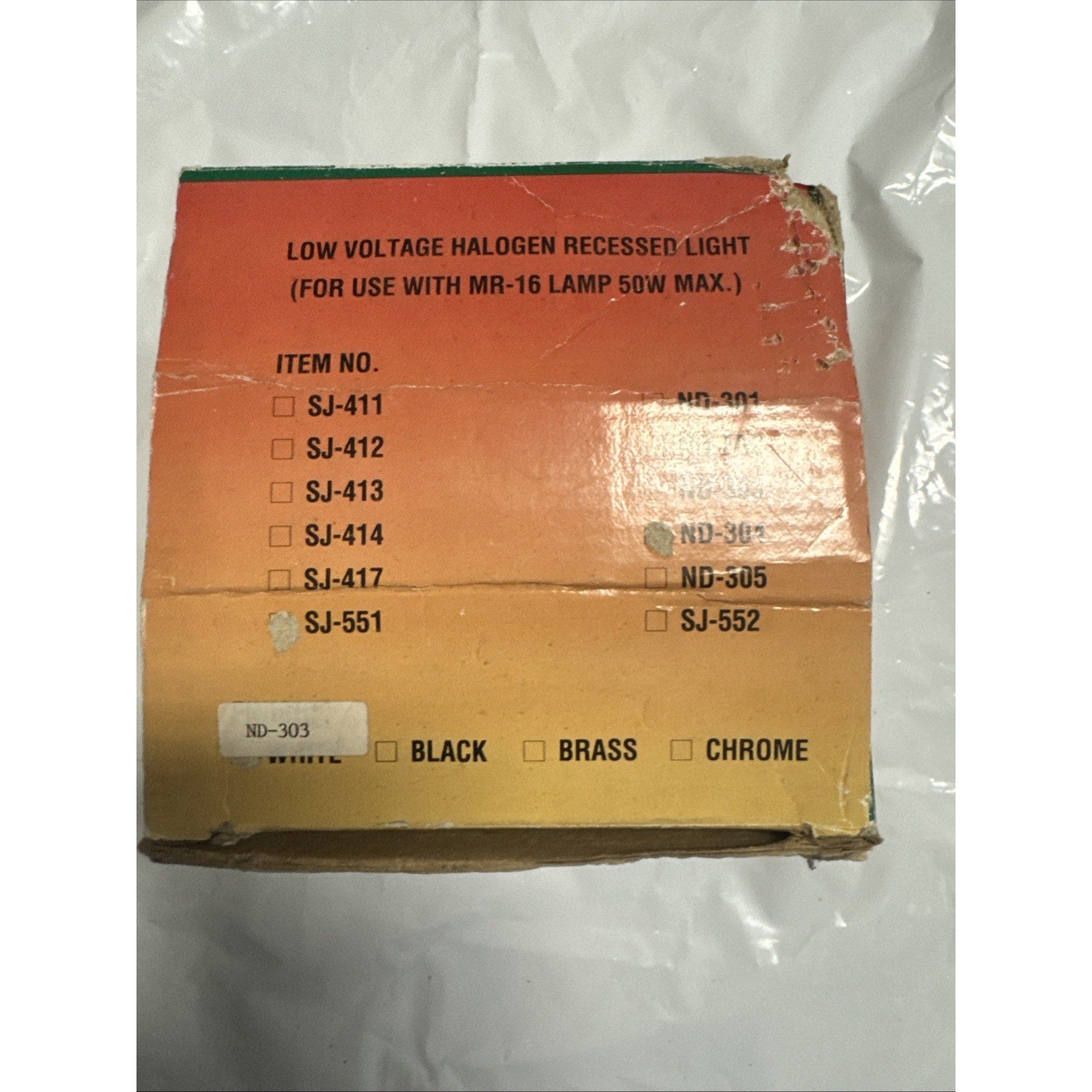 ND-303 Low Voltage Halogen Recessed Light Fixture for MR16 50W Max NOS