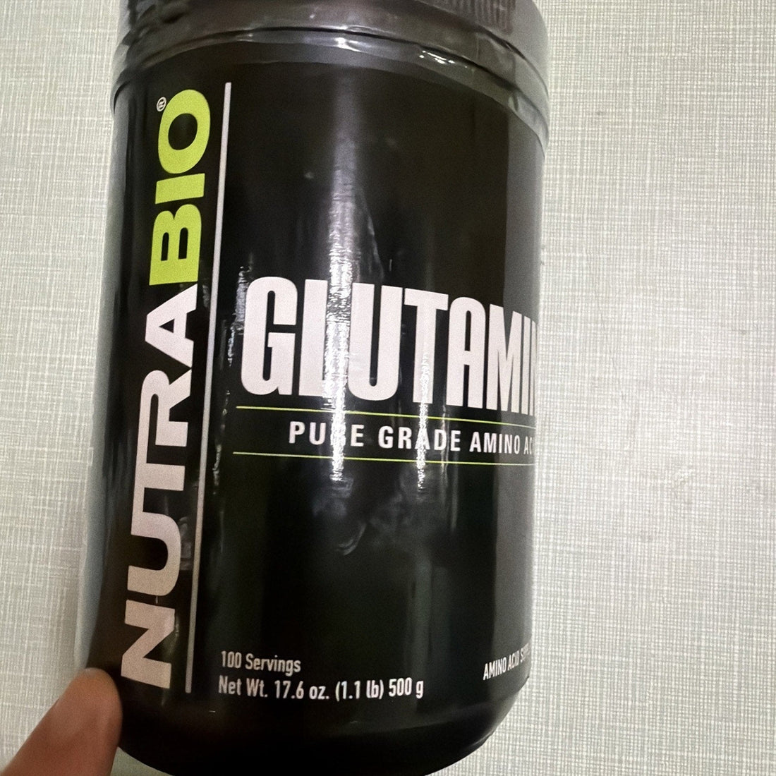 NutraBio Glutamine Pure Grade Amino Acid-- 1.1 lb. 100 Servings. BB 06/2027