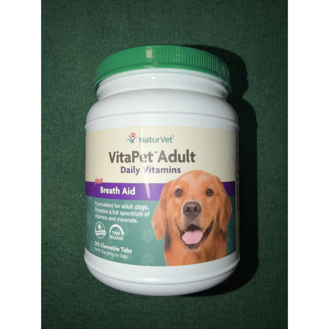 NaturVet VitaPet Adult Daily Dog Vitamins Breath Aid Time Release 365 Tablets