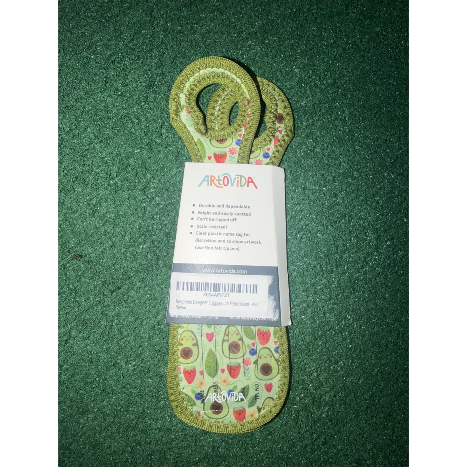 ArtOvida Fredriksson Avocado Designer Neoprene Luggage Tags, Set of 2 (New)