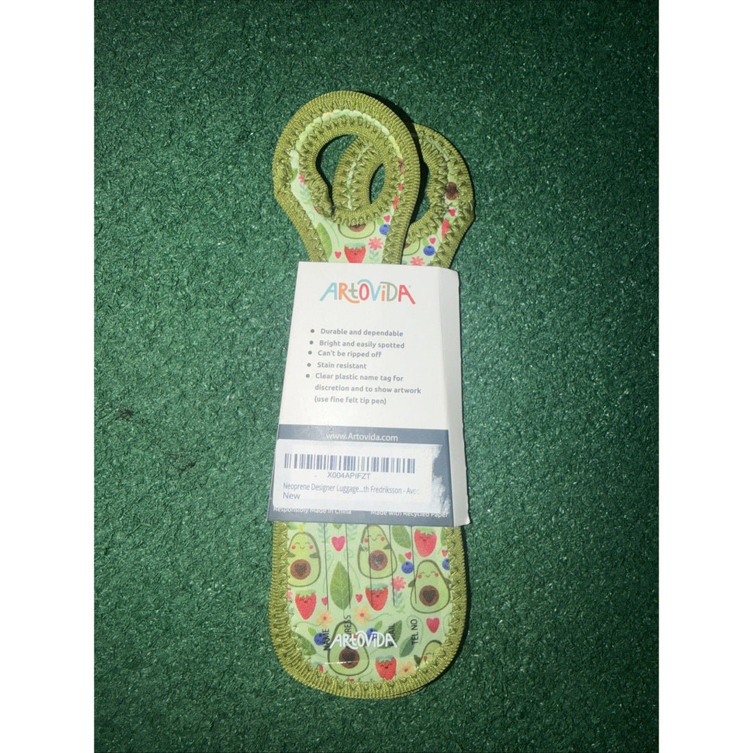 ArtOvida Fredriksson Avocado Designer Neoprene Luggage Tags, Set of 2 (New)